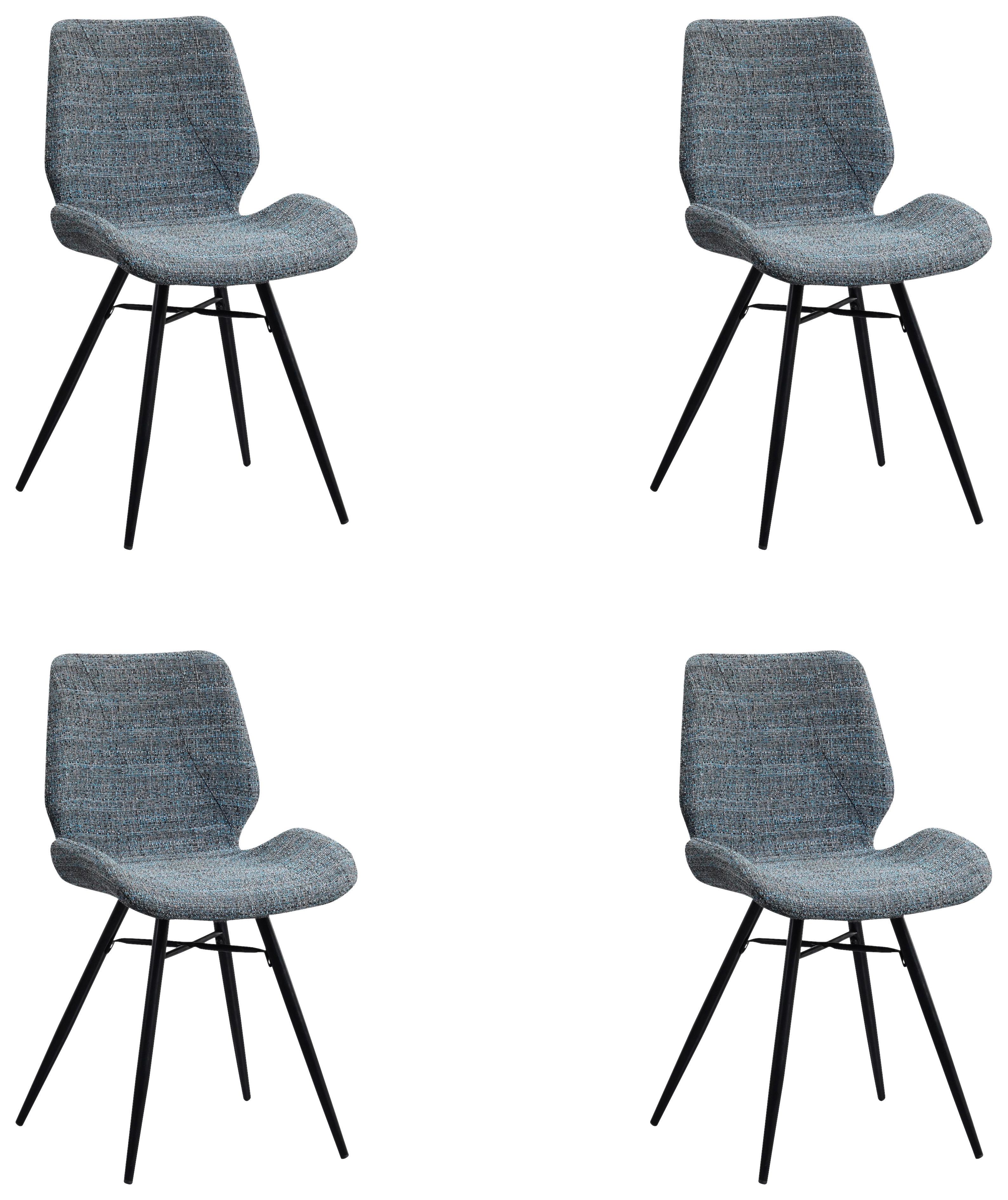 Stuhl-Set Barron - Blau/Schwarz, Design, Textil (47/82/55cm) - MID.YOU