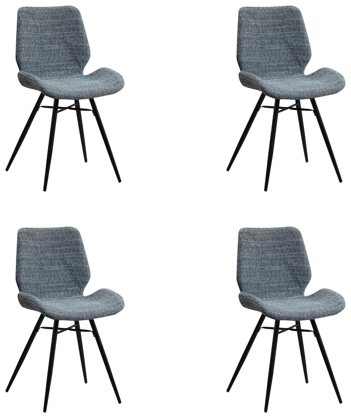 Stuhl-Set Barron - Blau/Schwarz, Design, Textil (47/82/55cm) - MID.YOU