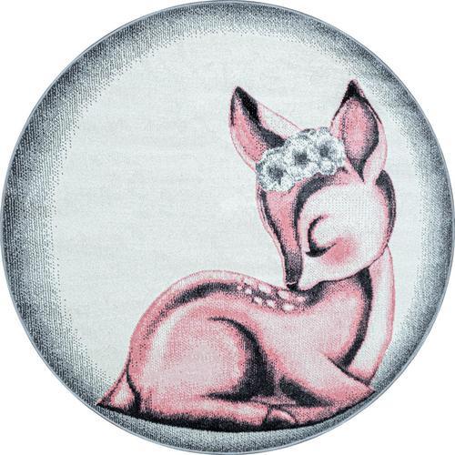 Kinderteppich Rund Rehkitz Pink Bambi ⌀ 160 Cm - Rosa, Trend, Textil (160cm)