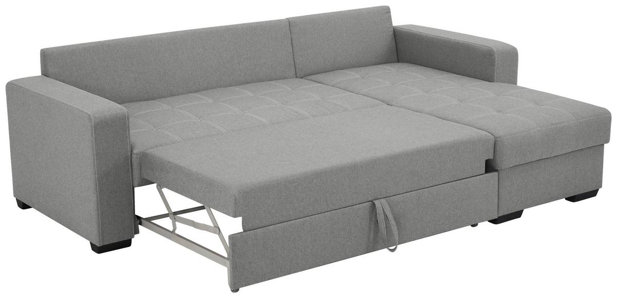 Eckschlafsofa Mediolan Grau S: 240x160 cm - Schwarz/Weiß, Design, Textil (240/160cm) - Livetastic
