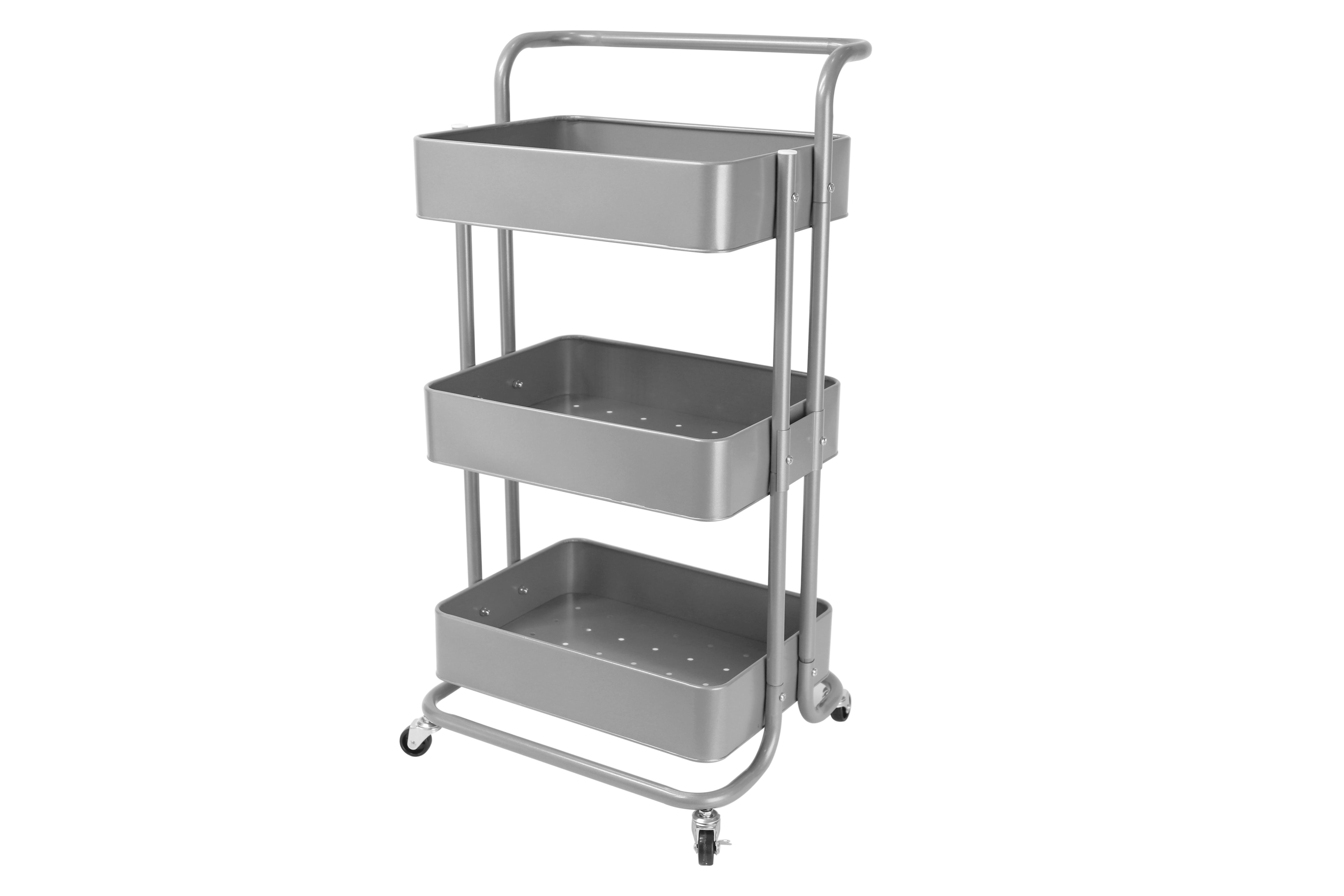 Servierwagen Danao - Silberfarben/Silbereichenfarben, Basics, Metall (43/32/86cm) - Echtwerk
