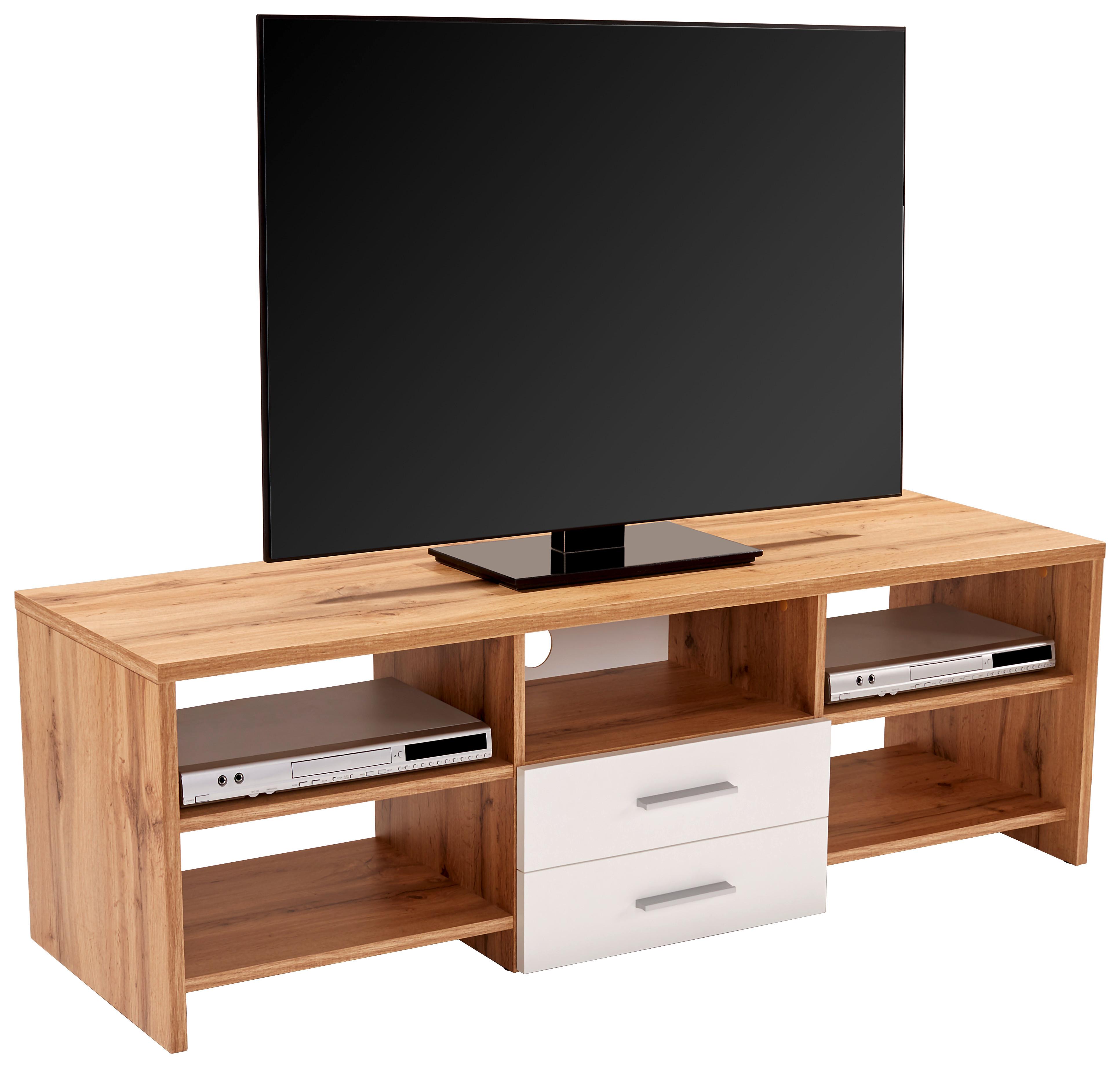 TV-Lowboard Tico B: 150 cm Weiß, Eiche Dekor - Eichefarben/Schwarz, MODERN, Holz (150/45/40cm)
