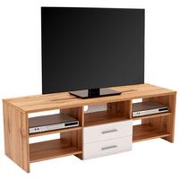 TV-Lowboard Tico B: 150 cm Weiß, Eiche Dekor - Eichefarben/Schwarz, MODERN, Holz (150/45/40cm)
