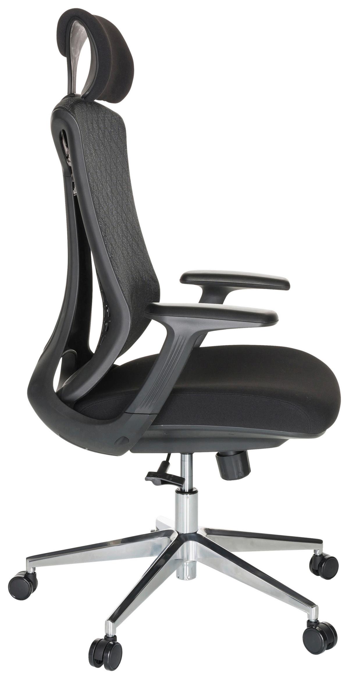 Bürostuhl Faleo b mit Wippfunktion Schwarz Bis 120kg - Silberfarben/Schwarz, Basics, Kunststoff/Textil (67/115/69cm) - MID.YOU