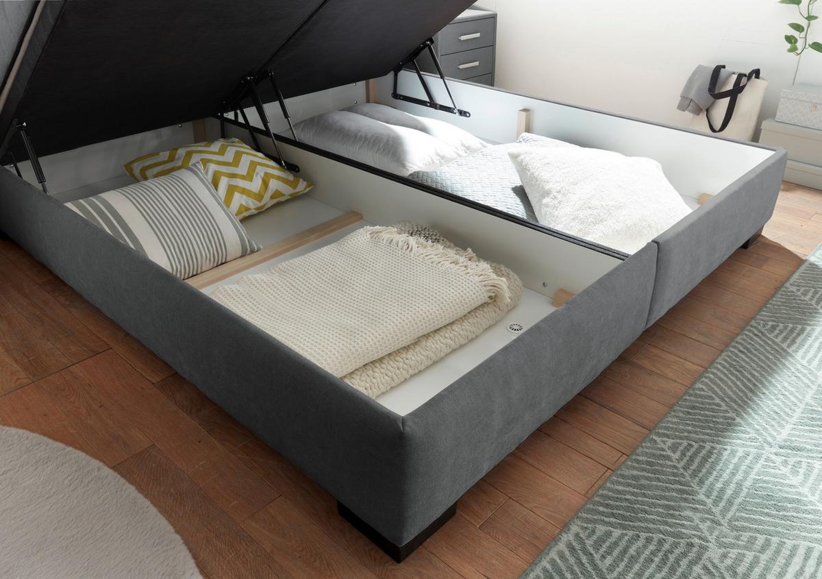 Boxbett mit Bettkasten 180x200 Nagol - Anthrazit/Schwarz, MODERN, Holzwerkstoff/Textil (180/200cm) - MID.YOU