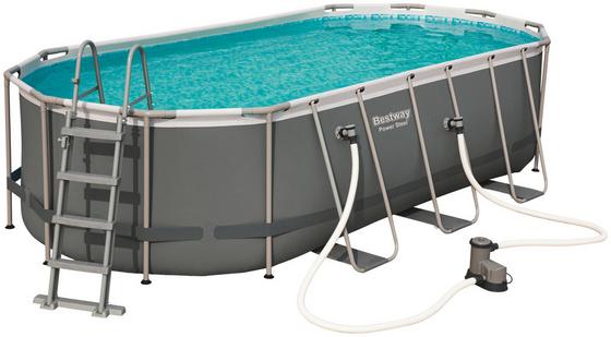 Ovaler Stahlrahmenpool mit Leiter Ovaler Stahlrahmenpool mit Leiter