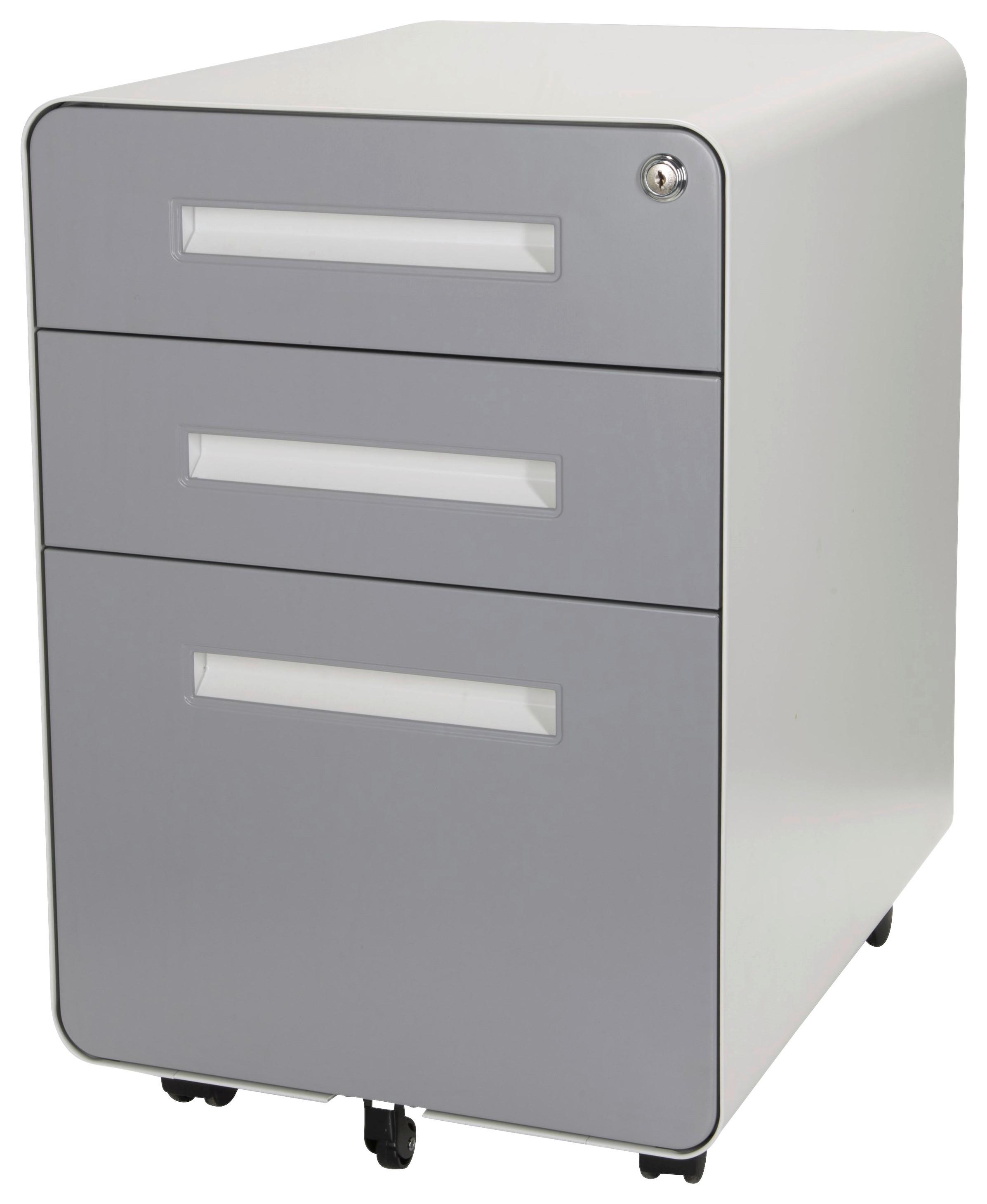 Rollcontainer Color Plus I Grau/weiß - Weiß/Grau, MODERN, Kunststoff/Metall (40/60/50cm) - MID.YOU