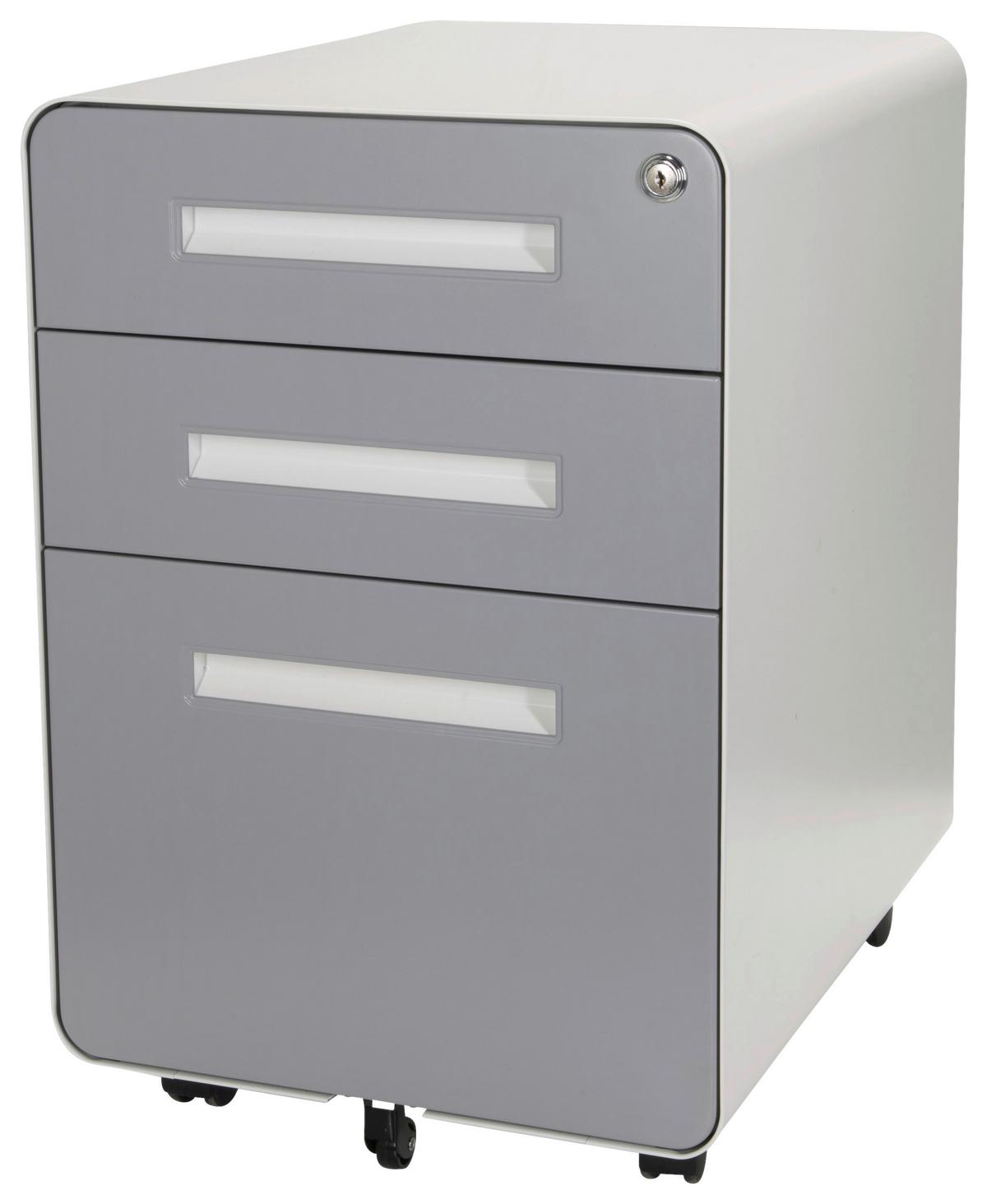 Rollcontainer Color Plus I Grau/Weiß - Weiß/Grau, MODERN, Kunststoff/Metall (40/60/50cm) - MID.YOU