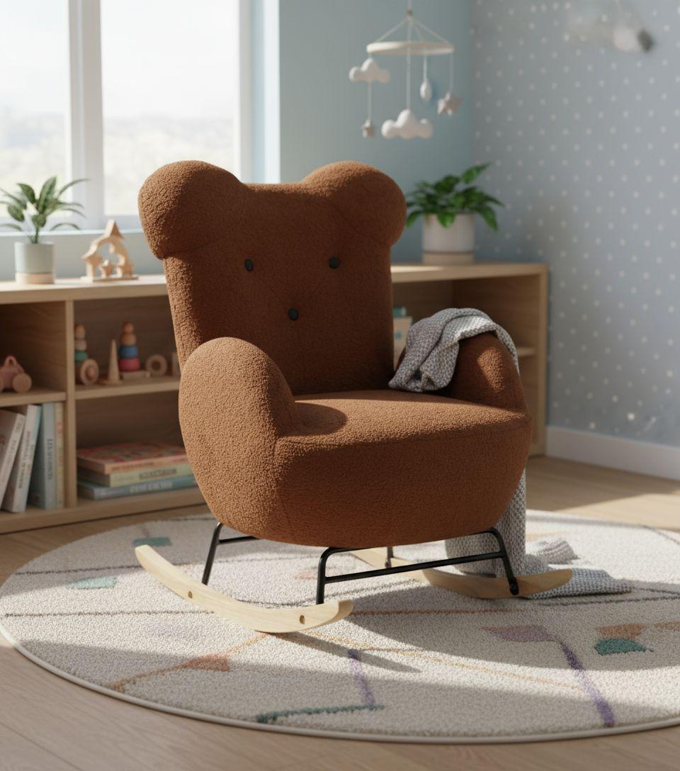 Kinder-Schaukelstuhl Braun B: 59 cm - Braun, Basics, Holz/Textil (59/70/62cm) - Livetastic