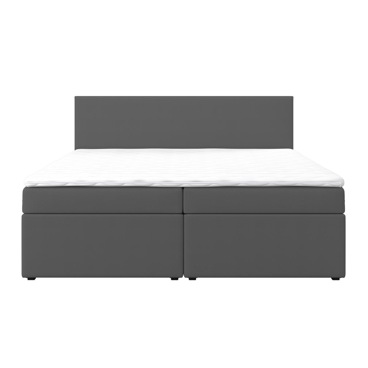 Boxspringová postel LUCY 180x200, šedá - šedá/antracitová, Moderní, dřevo/kompozitní dřevo (180/200cm) - Bessagi Home