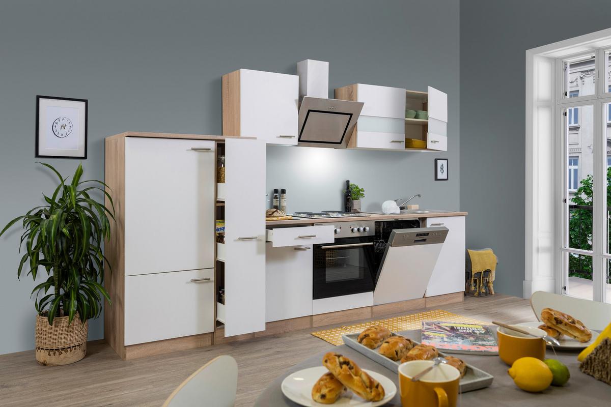 Küchenblock Merle Küchenblock 310 Cm - Eichefarben/Weiß, Basics, Holzwerkstoff (310cm) - Respekta
