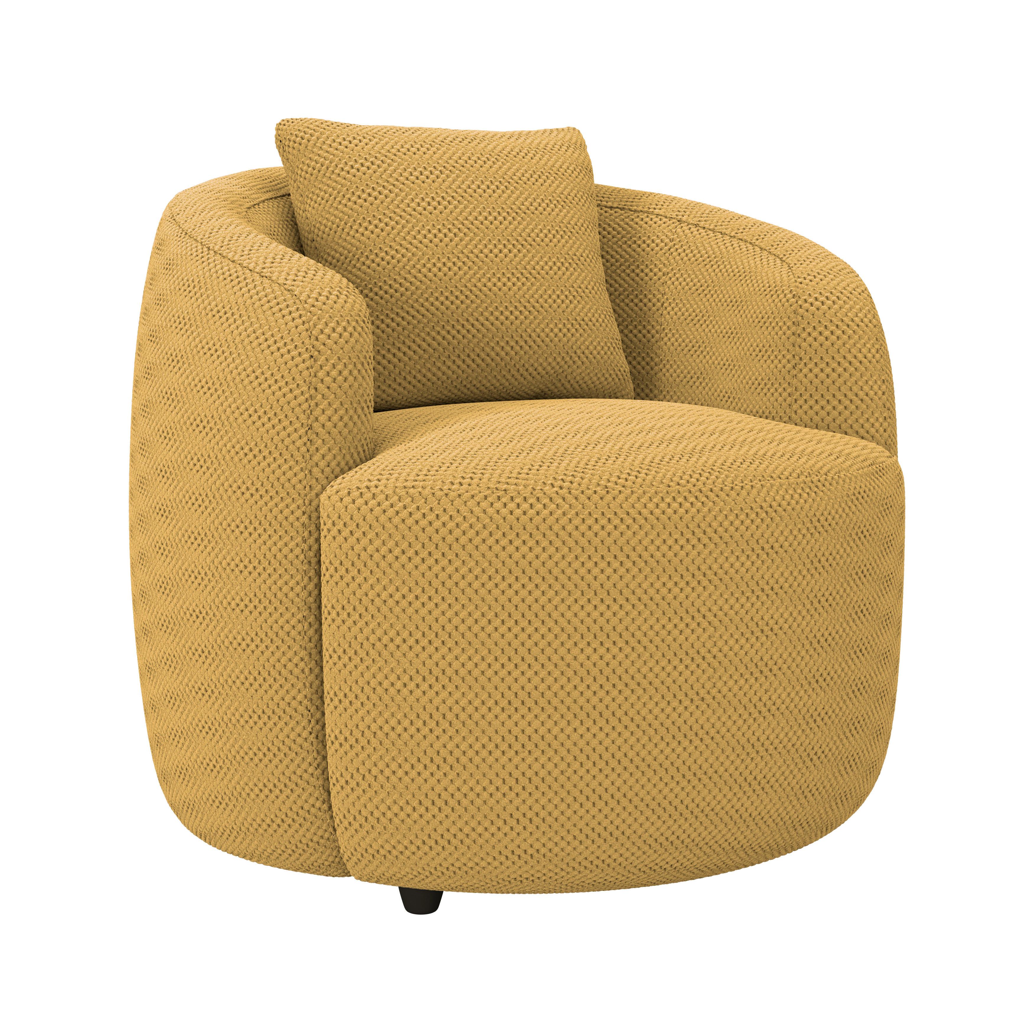 Relaxačné kreslo PINA, s vankúšom - horčicovožltá/čierna, Modern, textil/plast (81/74/81cm)