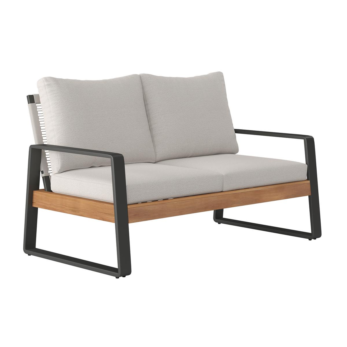 TERASOVÁ SEDACIA SÚPRAVA ALEXA - krémová/farba tíku, Modern, kov/drevo (150/81/85,5cm) - Bessagi Garden