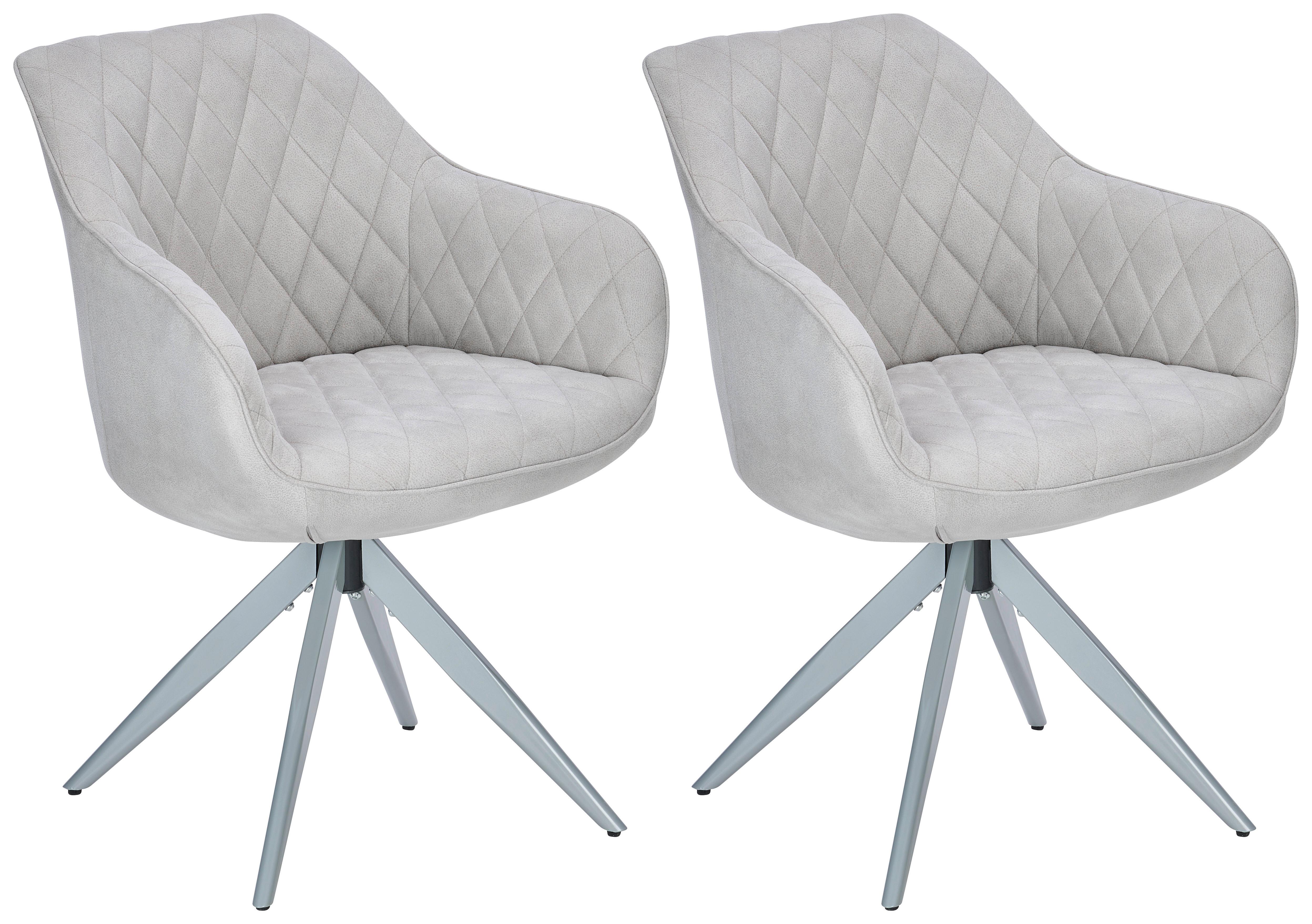 Armlehnstuhl Adriano Hellgrau Gepolstert - Hellgrau, MODERN, Textil/Metall (59/84/59cm) - Livetastic