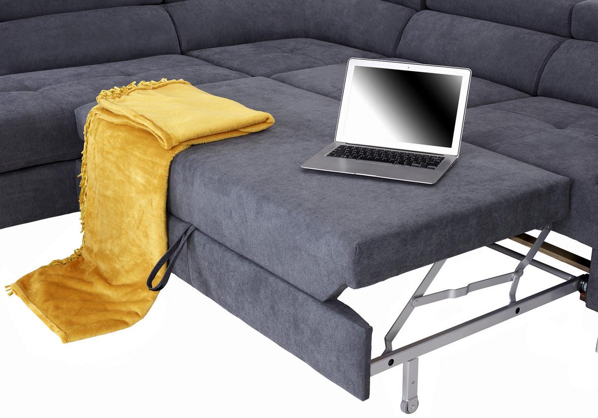 Ecksofa Mit Schlaffunktion & Bettkasten Savona Blaugrau - Blaugrau, MODERN, Textil (230/270cm) - Ondega