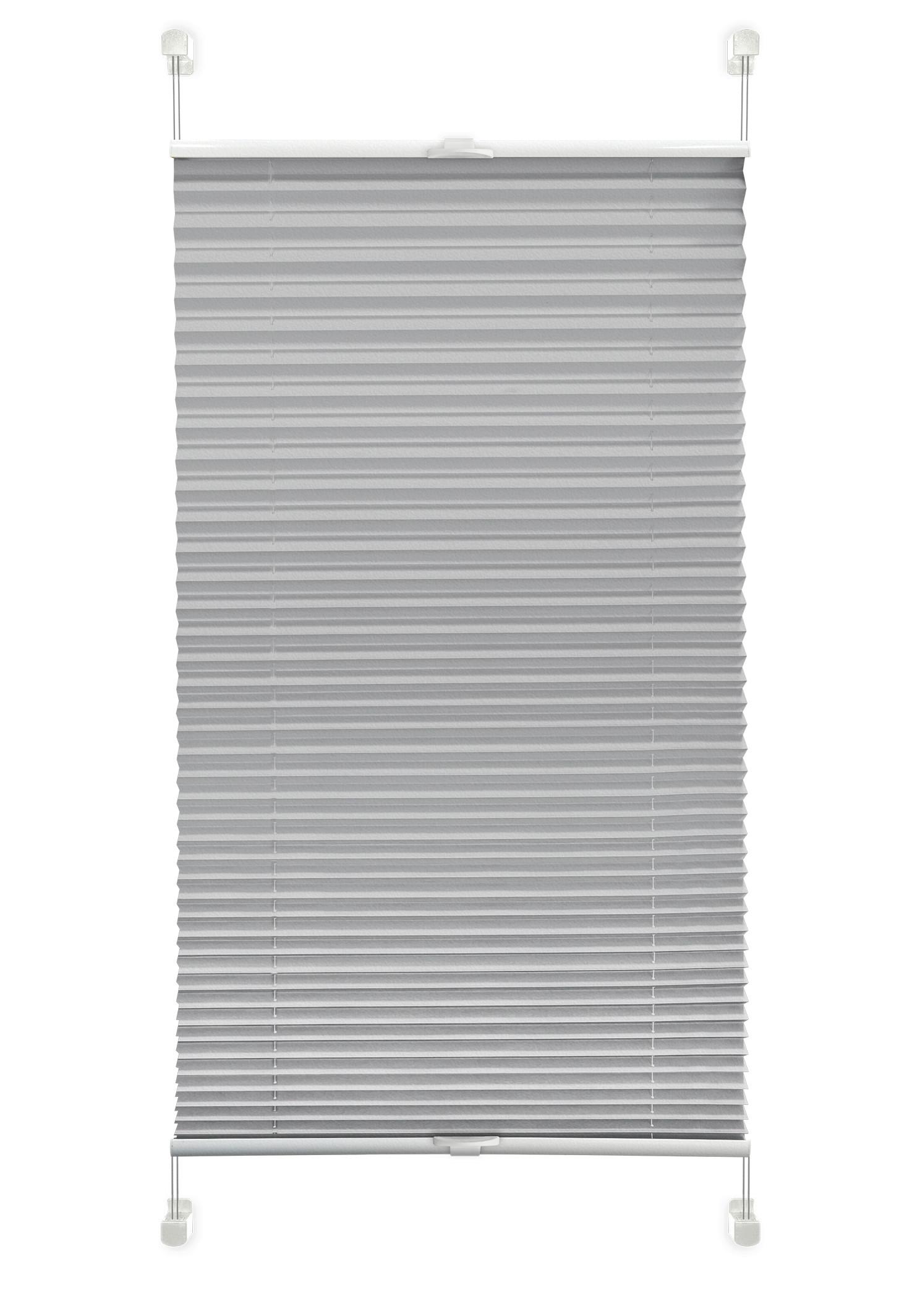 Plissee Solid Crash Silber B: 40 cm, ohne Bohren/Verspannt - Silberfarben, Basics, Kunststoff/Textil (40/130cm)