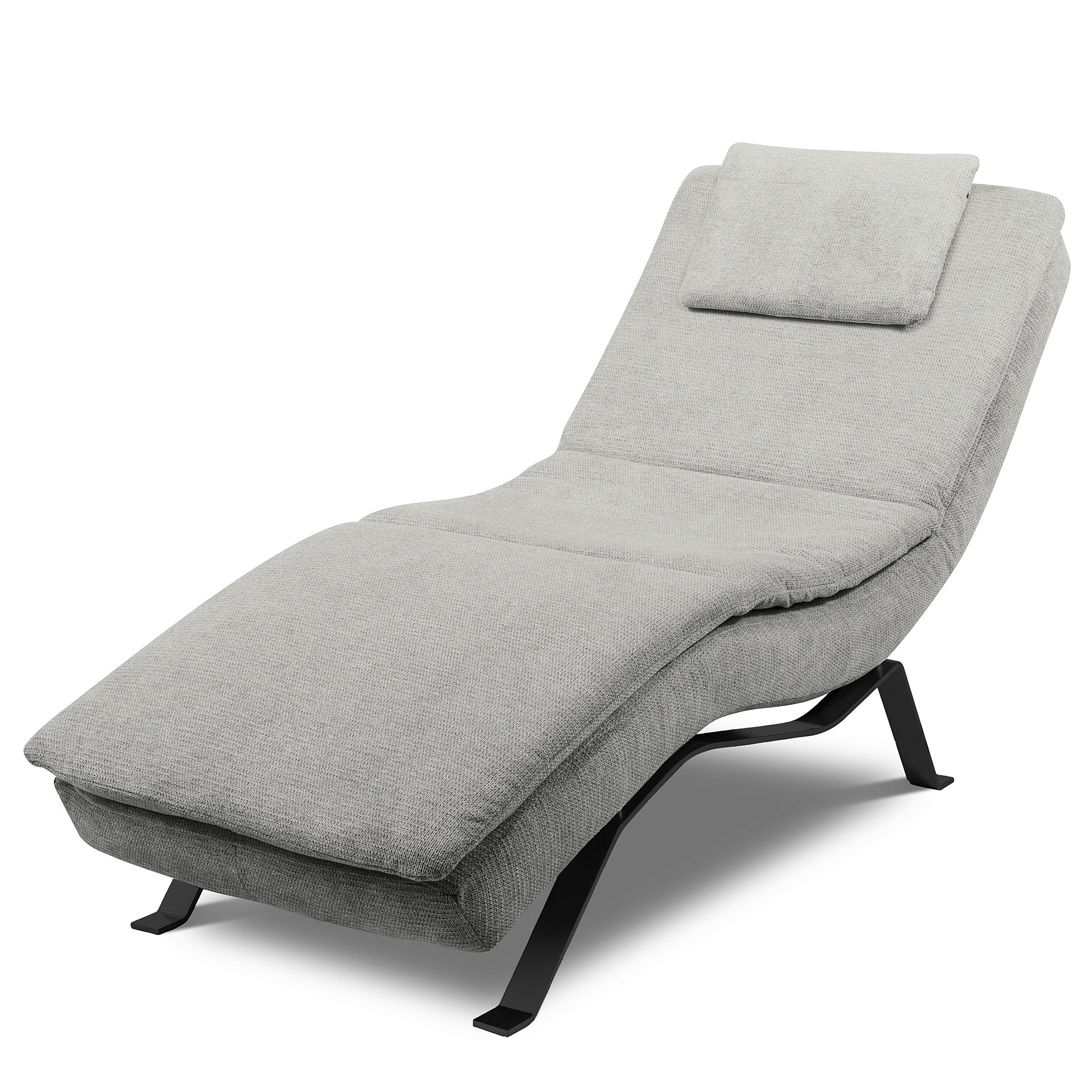 RELAXLIEGE Grau, B: 65 cm - Schwarz/Grau, Design, Leder (65/95/171cm) - Celina Home