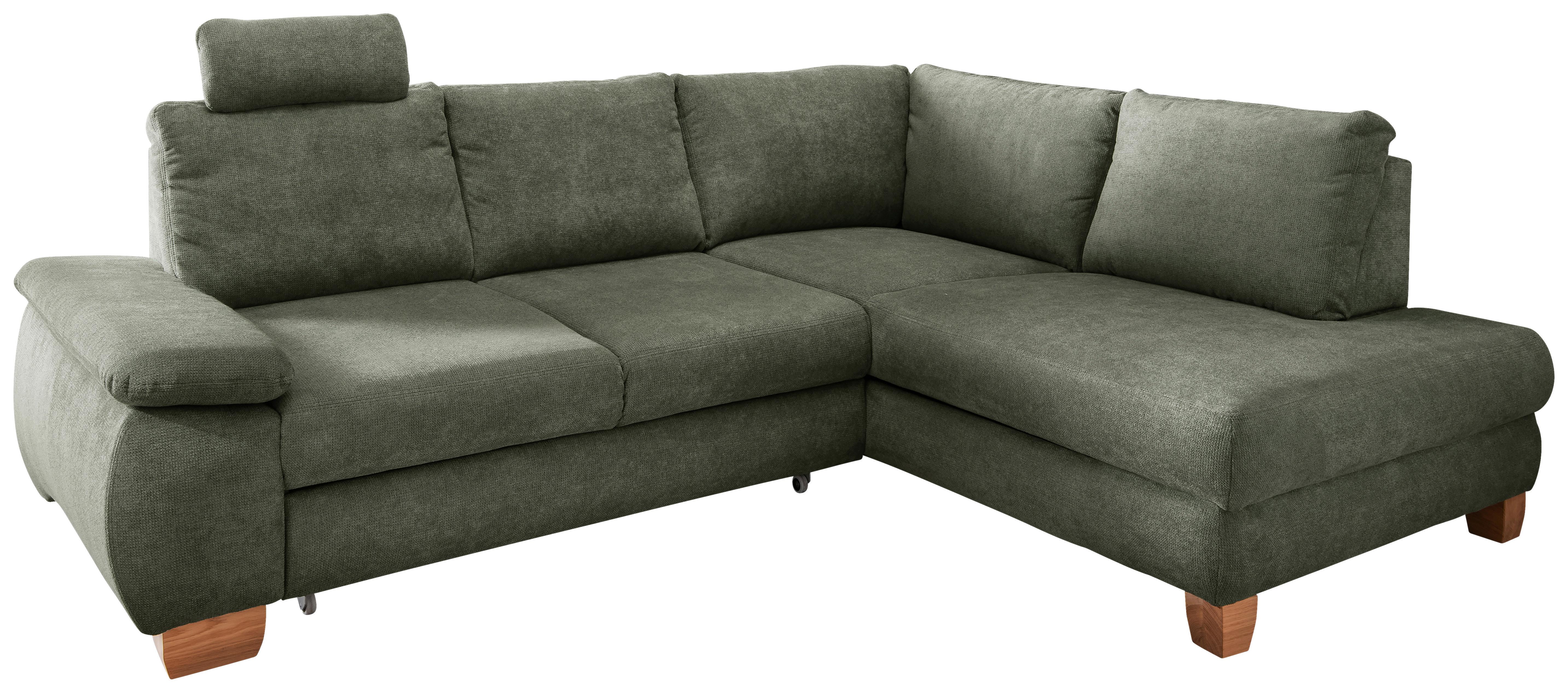 Eckschlafsofa Positano Dunkelgrün S: 261x206 cm - Wildeiche/Dunkelgrün, MODERN, Textil (261/206cm) - Livetastic