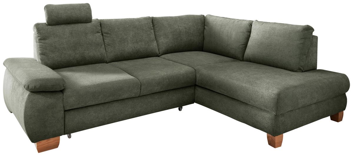 Eckschlafsofa Positano Dunkelgrün S: 261x206 cm - Wildeiche/Dunkelgrün, MODERN, Textil (261/206cm) - Livetastic
