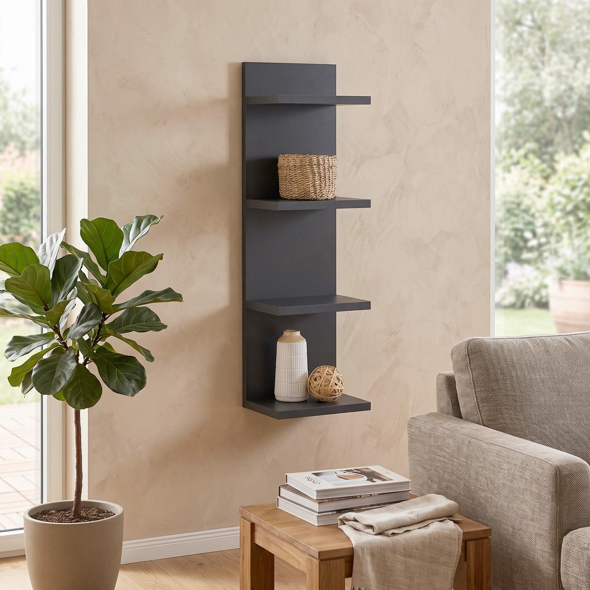 Wandregal EOLO Anthrazit B: 23,2 cm - Anthrazit, Trend, Holzwerkstoff (23,2/75/16,8cm)