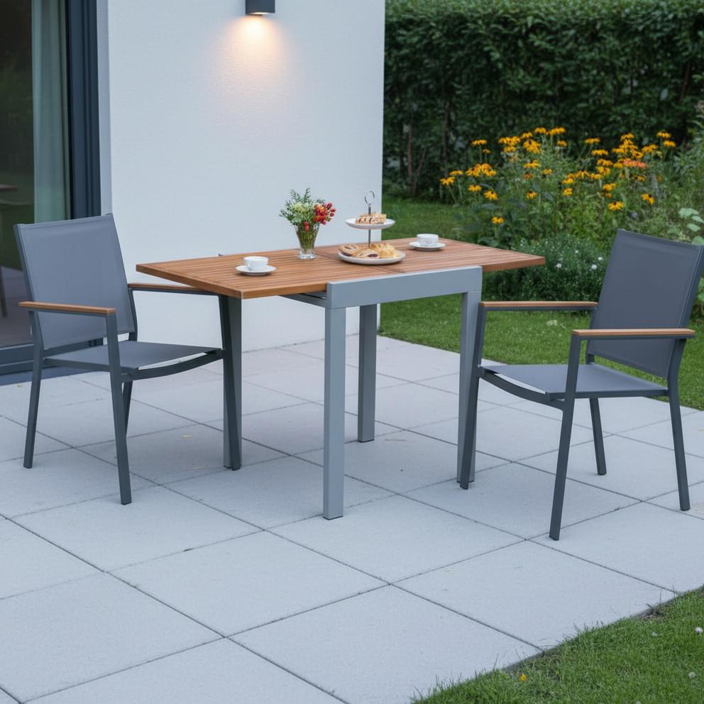 Gartentisch ausziehbar Akazienholz/Metall L 65-130 cm