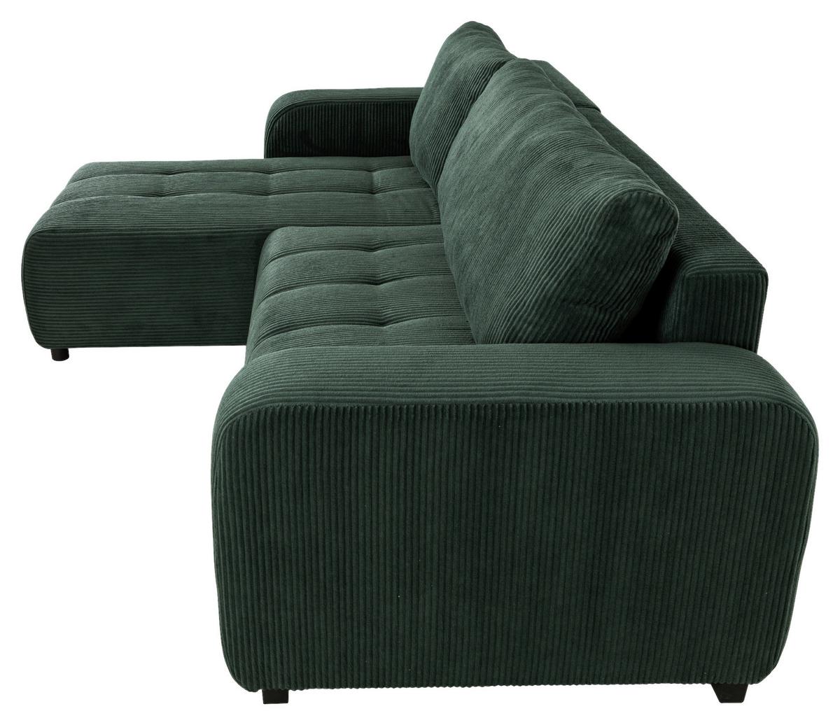 Ecksofa mit Bettfunktion Marseille, waldgrün - Waldgrün/Schwarz, Trend, Holz/Holzwerkstoff (155/240cm)