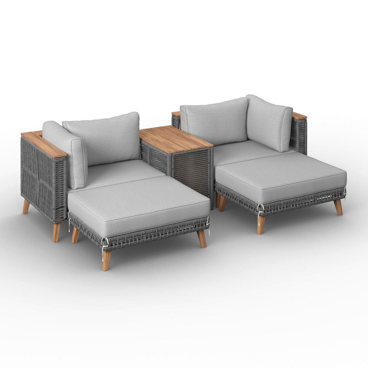 TERASOVÁ SEDACIA SÚPRAVA MARILOU - farba akácie/sivá, Modern, kov/drevo - Bessagi Garden