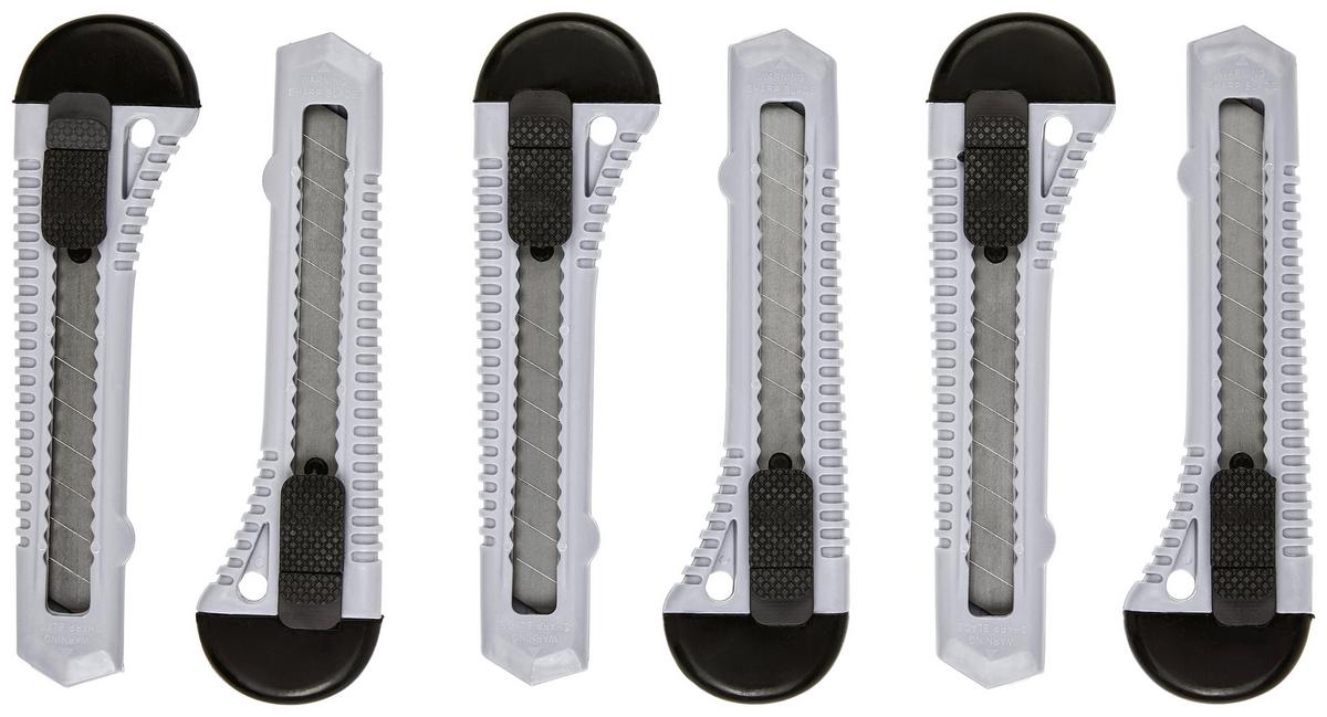 Cuttermesser-Set 6-Tlg. Abbrechklingen Metall - Basics, Kunststoff/Metall