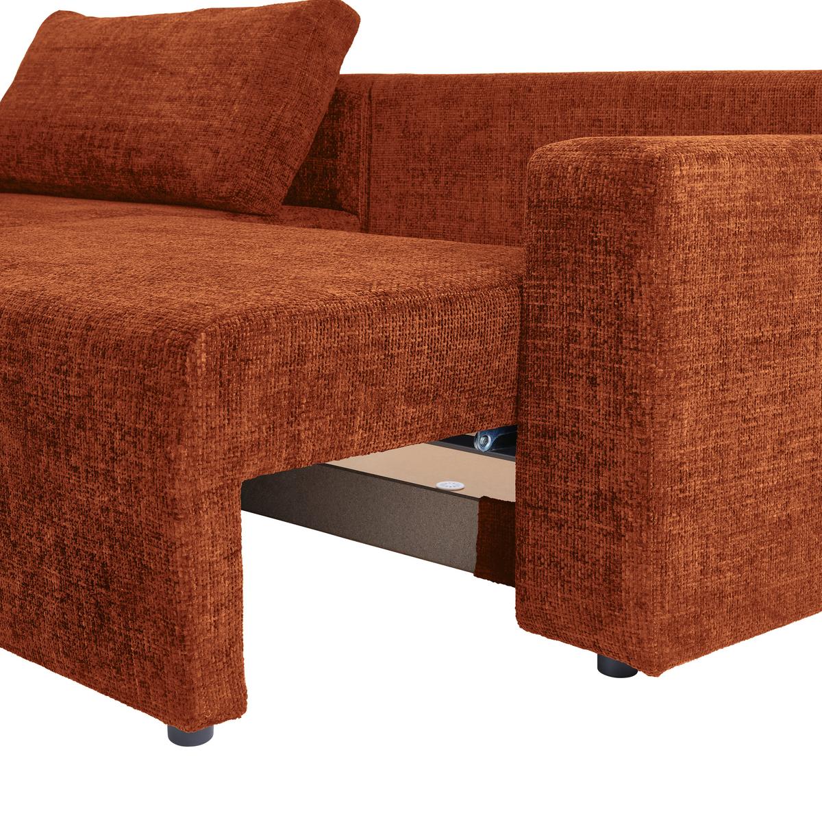 Ecksofa Dallas - Rostfarben/Schwarz, MODERN, Holz/Kunststoff (173/258cm)