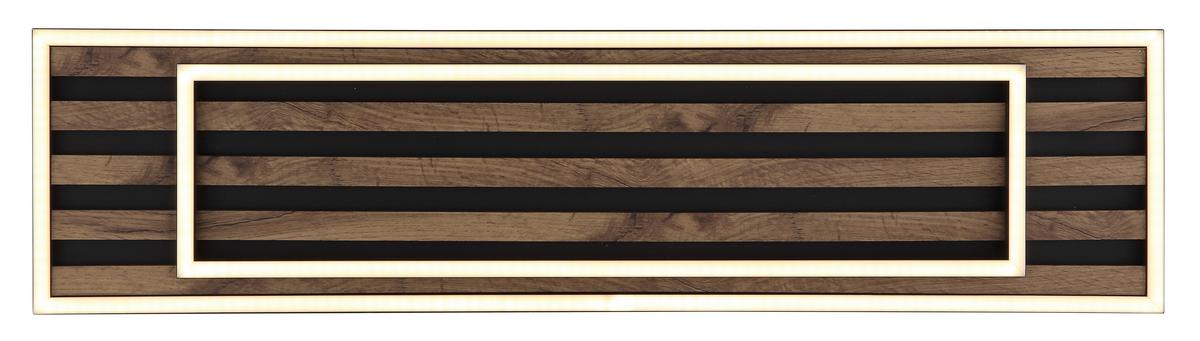 LED-DECKENLEUCHTE 67345D2 WOODY - Dunkelbraun/Schwarz, Natur, Holzwerkstoff/Kunststoff (80/20/6cm) - Globo