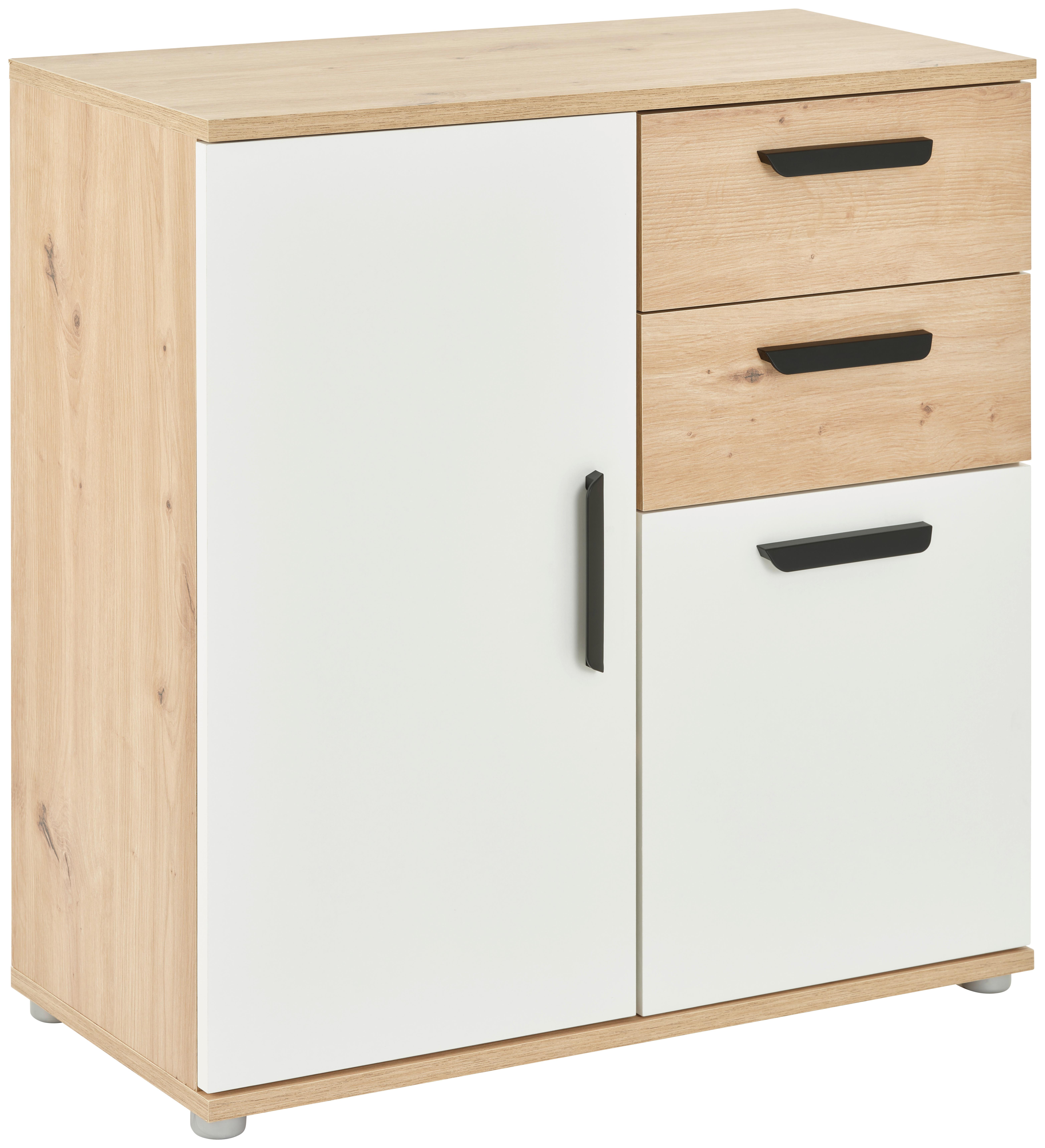Kommode Basic Two 2t2s - Silberfarben/Eiche Artisan, KONVENTIONELL, Holzwerkstoff (71,4/75/33,2cm)