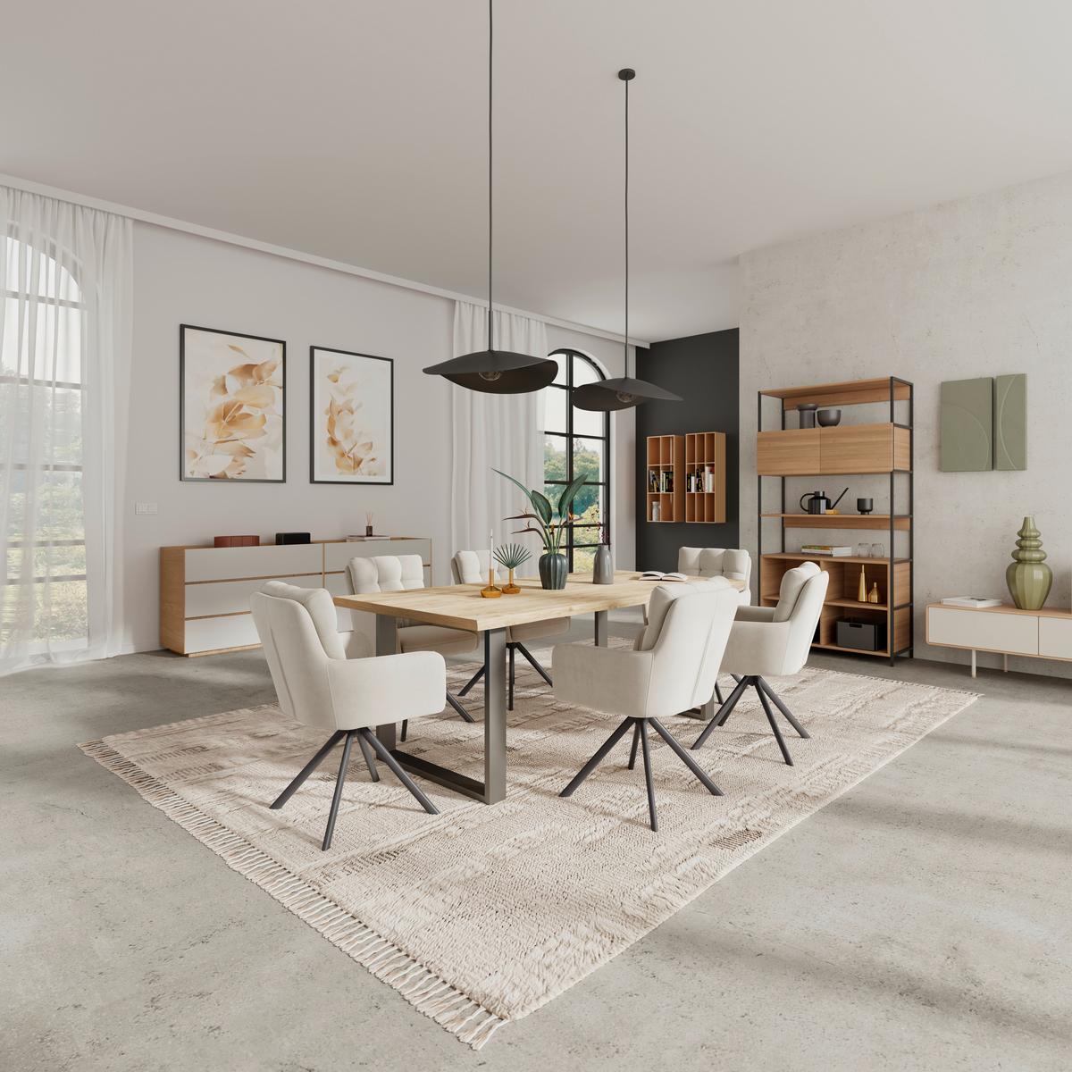 Armlehnstuhl Susan Beige Schwarz/Sitzfläche 360°drehbar - Beige/Schwarz, KONVENTIONELL, Holz/Textil (59/90/66cm)