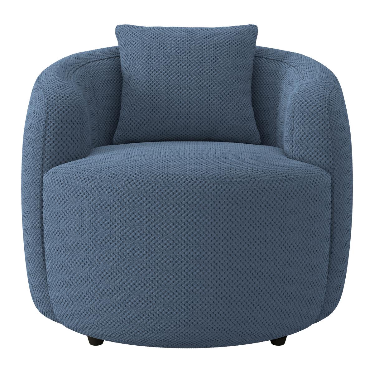 Relaxačné kreslo PINA, tmavomodrá, s vankúšom - čierna/tmavomodrá, Modern, textil/plast (81/74/81cm)
