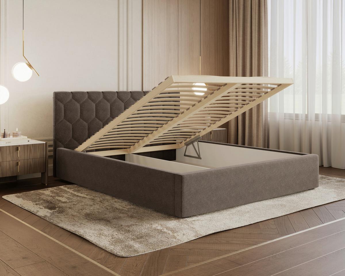 Polsterbett Veronice mit Bettkasten 140x200 - Schwarz/Braun, MODERN, Holz (140/200cm) - Livetastic
