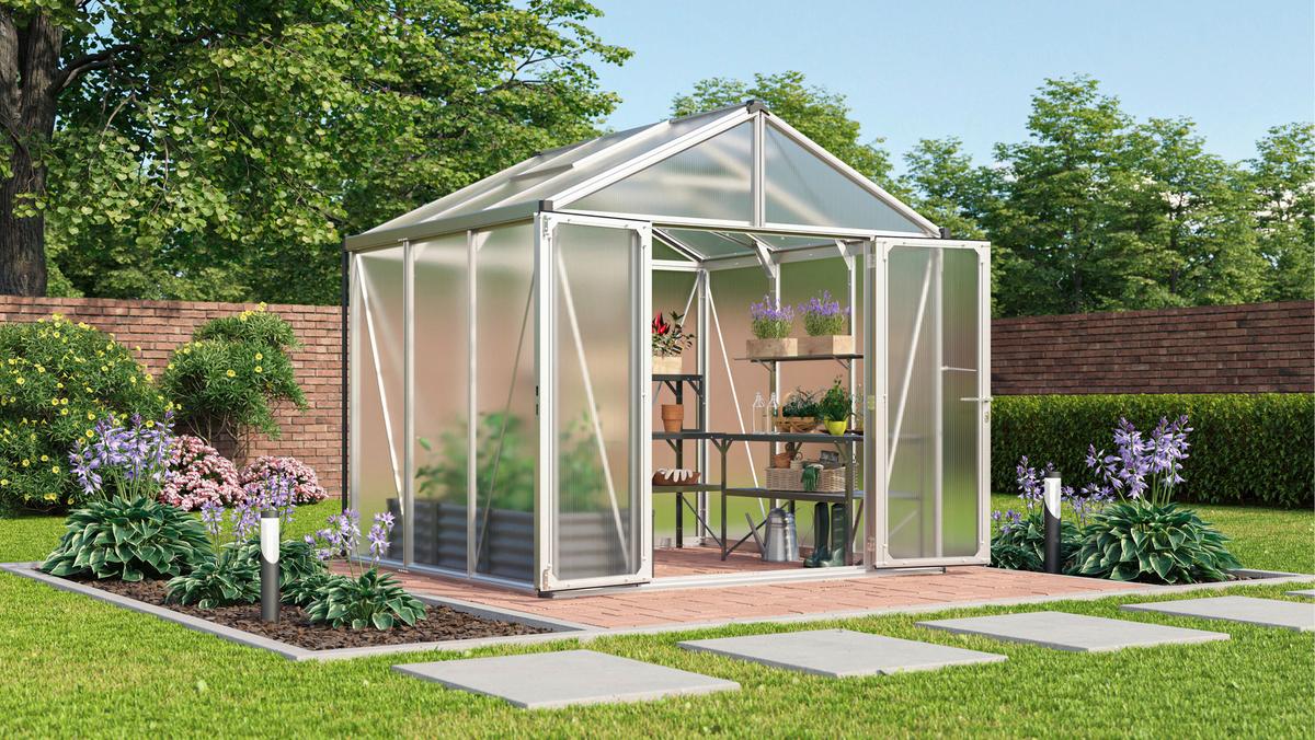 Gewächshausbausatz Zeus Comfort 6200 10mm Hkp Set - Alufarben, Basics, Kunststoff/Metall (242/250,4/242cm)