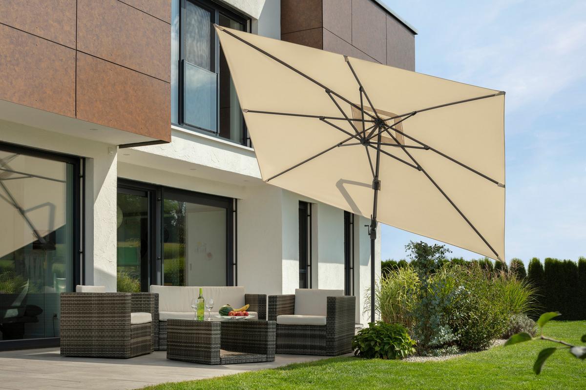 Ampelschirm Rhodos Twist Bxhxt: 322x276x260-350 Cm Naturfarben - Anthrazit/Naturfarben, Basics, Textil/Metall (322/276/350x260cm) - Schneider