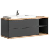 Waschtischkombi Nuaro Eiche Dekor/anthrazit B: 130cm - Eichefarben/Anthrazit, Basics, Holzwerkstoff/Stein (130/50/48cm) - MID.YOU