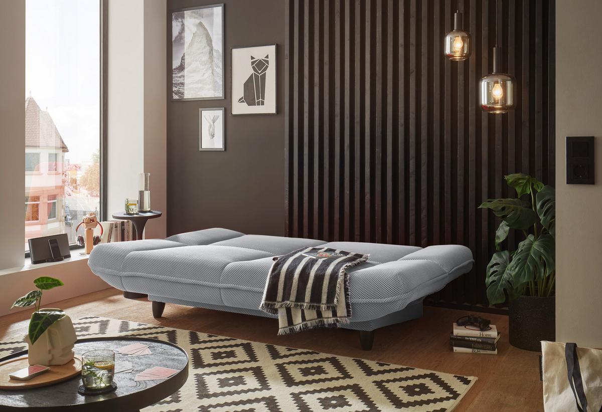 Schlafsofa Amalia Silberfarben B: 200 cm - Silberfarben/Schwarz, KONVENTIONELL, Textil (200/88/90cm) - MID.YOU