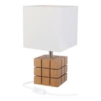 TISCHLEUCHTE 4113403 RUBI- Eiche - Naturfarben/Weiß, Basics, Holz/Textil (16/16/30cm)