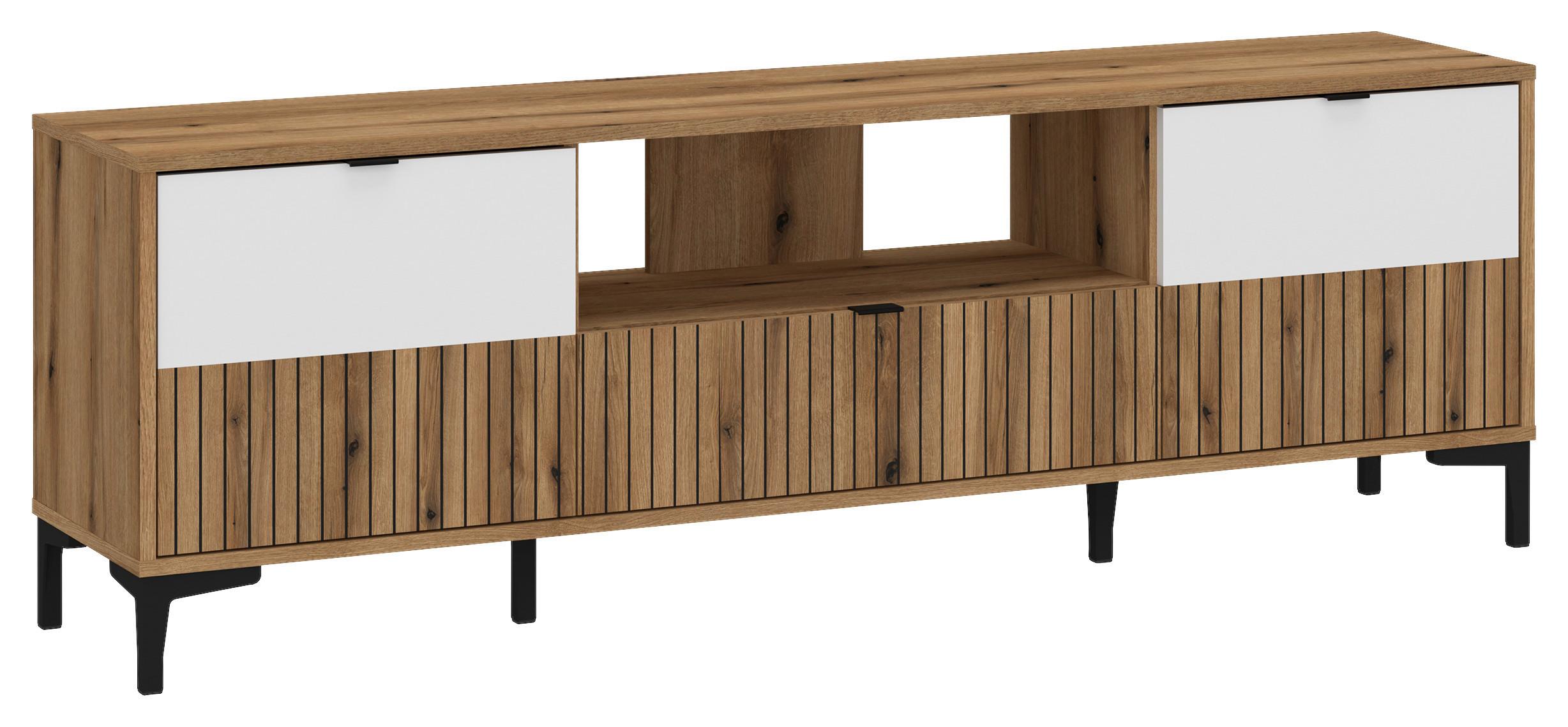 TV-Element Ricko Eichefarben/Weiß B: 157,8 cm - Eichefarben/Schwarz, Trend, Holzwerkstoff (157,8/54/40cm)