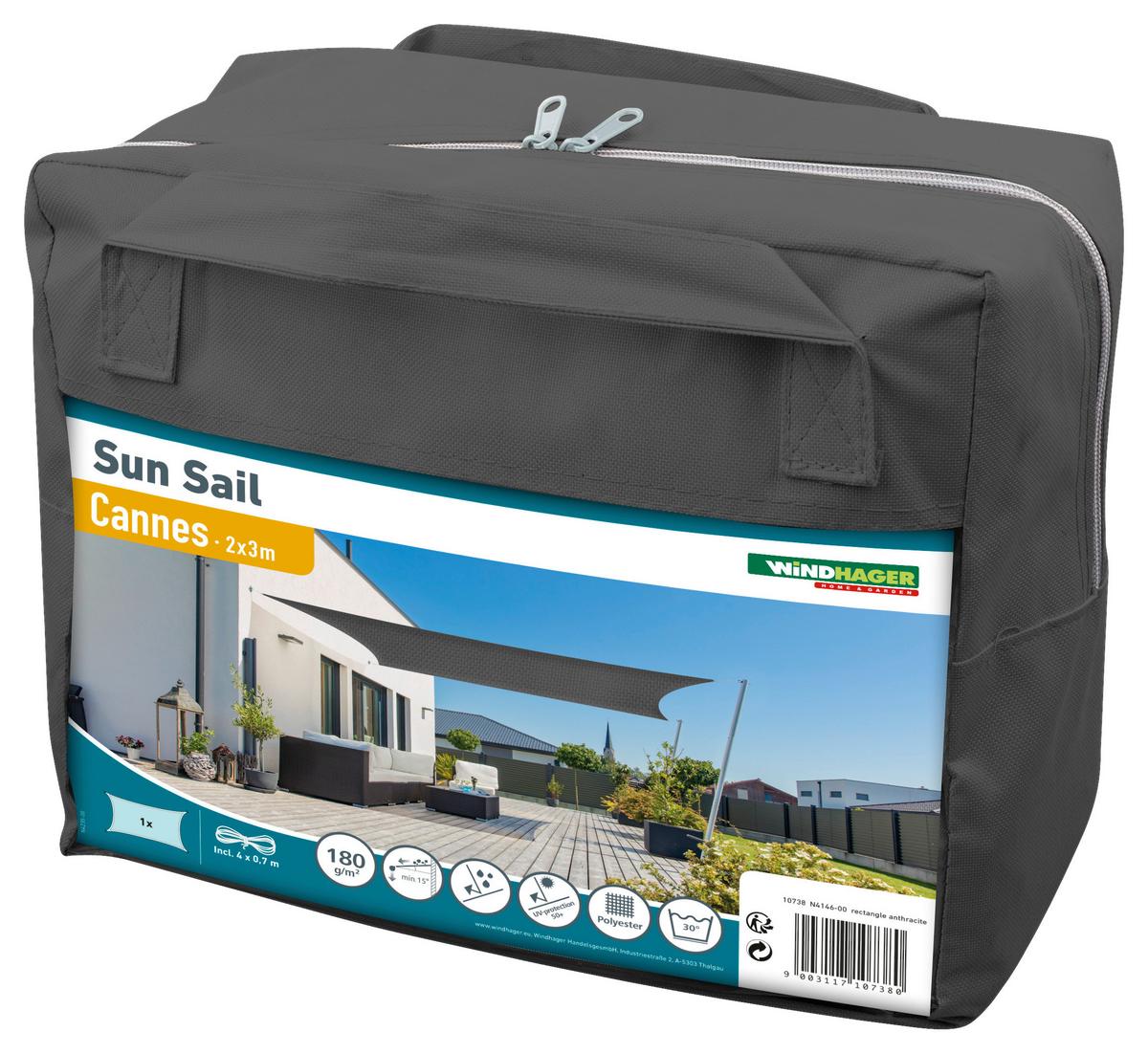 Sonnensegel Rechteck 2x3 M - Anthrazit, Basics (200/300cm)