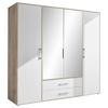 Kleiderschrank Mit Spiegel 4trg Lembo San Remo/weiß B: 206 Cm - Alufarben/Weiß, KONVENTIONELL, Glas/Holzwerkstoff (206/195/60cm)