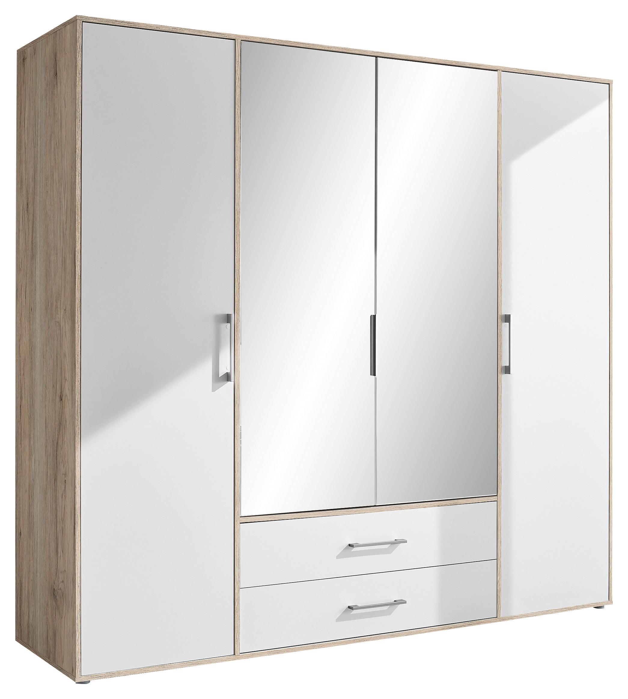 Kleiderschrank Mit Spiegel 4trg Lembo San Remo/Weiß B: 206 cm