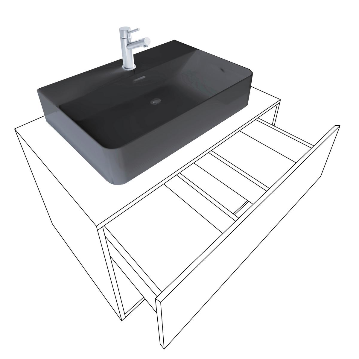 Waschtischkombi Lendas Bl S - Anthrazit/Schwarz, MODERN, Keramik/Holzwerkstoff (81cm) - MID.YOU