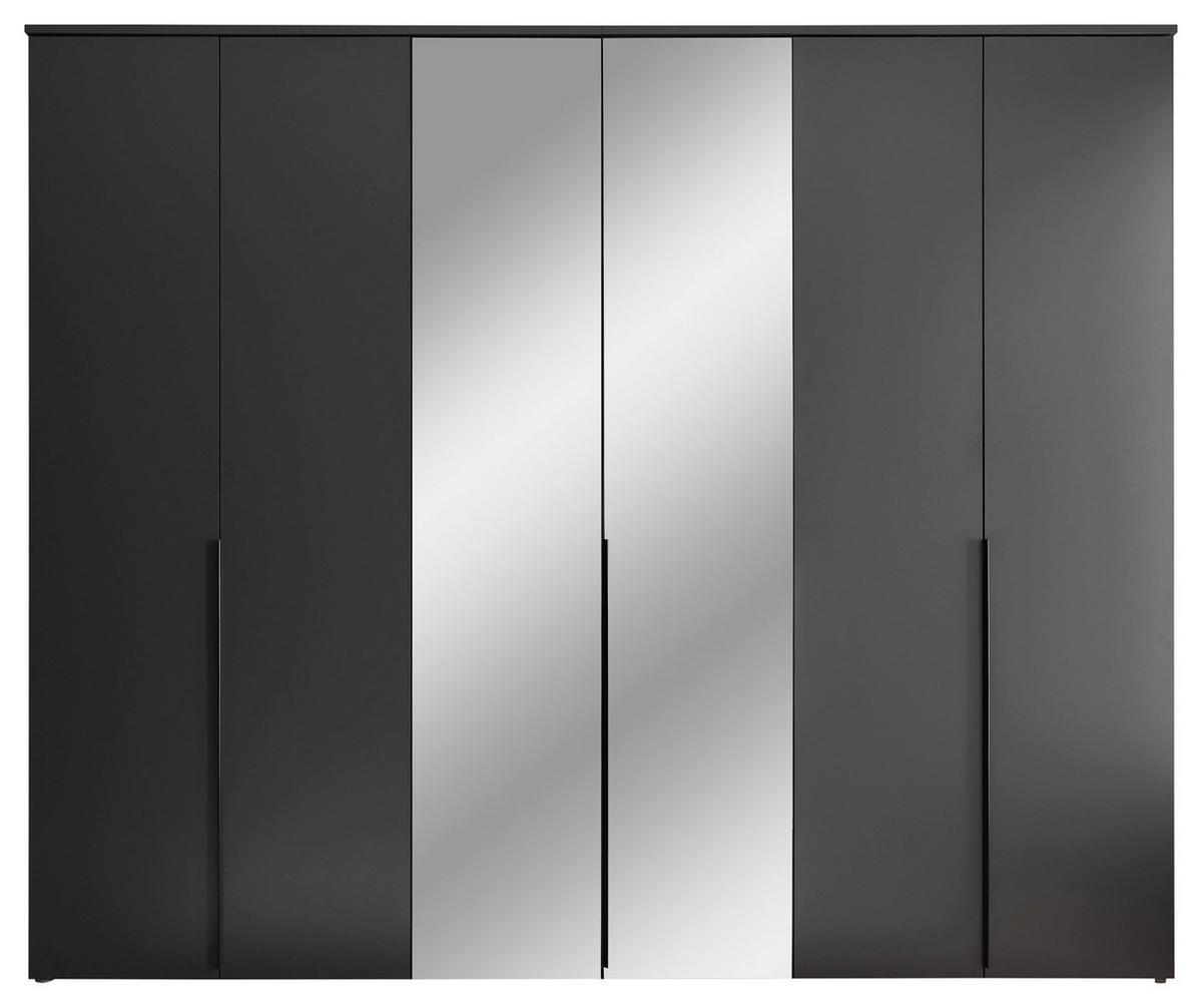 Drehtürenschrank 270 cm Kevo Graphitfarben/Spiegelglas - Graphitfarben, MODERN, Glas/Holzwerkstoff (270/225/52cm) - Carryhome