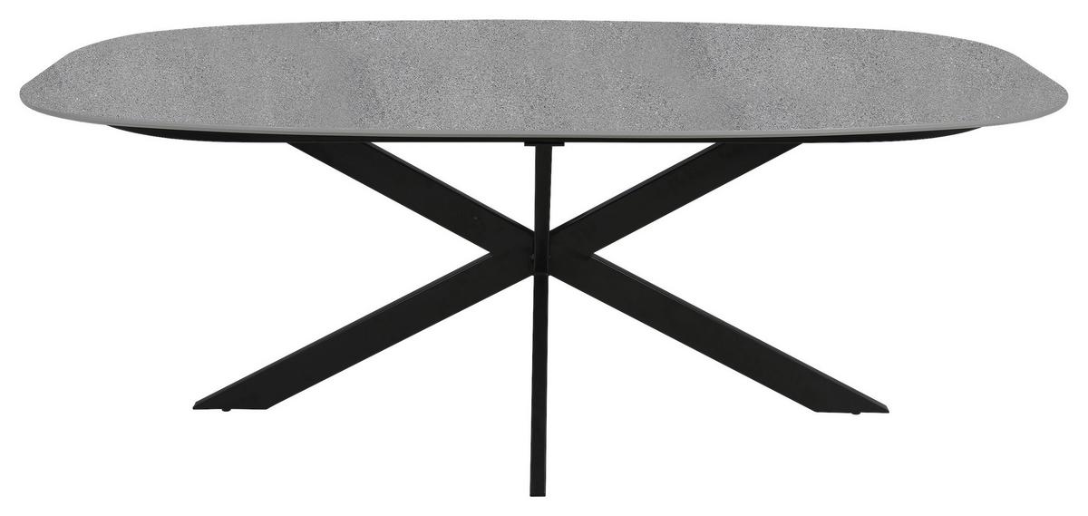 Esstisch Oval B: 200 Cm, Grau, Schwarz - Schwarz/Grau, Design, Holzwerkstoff/Metall (200/100/76cm) - MID.YOU
