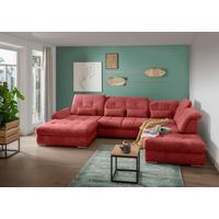 Wohnlandschaft Dalida Rot U: 195x376x254 Cm - Chromfarben/Rot, Design, Textil (195/376/254cm) - Livetastic