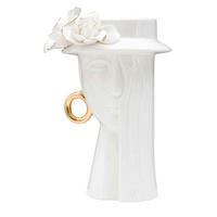 Vase Woman Elegant Weiß, Goldfarben B: 15 Cm - Goldfarben/Weiß, Basics, Keramik (15/23.5/13.3cm)