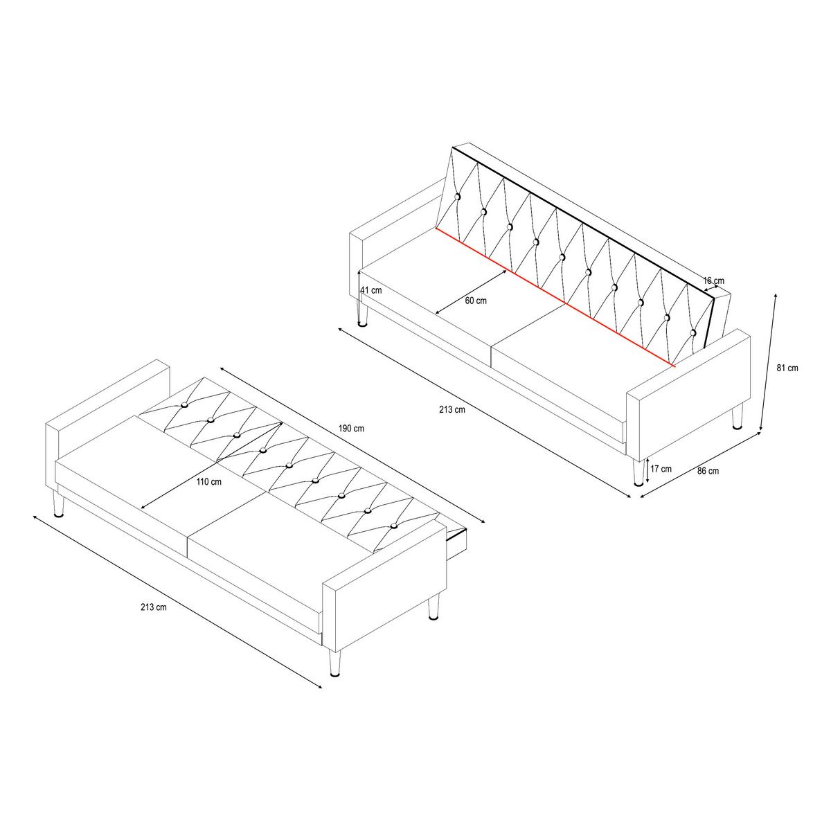 Schlafsofa Aarhus Hellgrau, mit Schlaffunktion - Hellgrau/Braun, Basics, Textil (213/81/86cm) - Livetastic