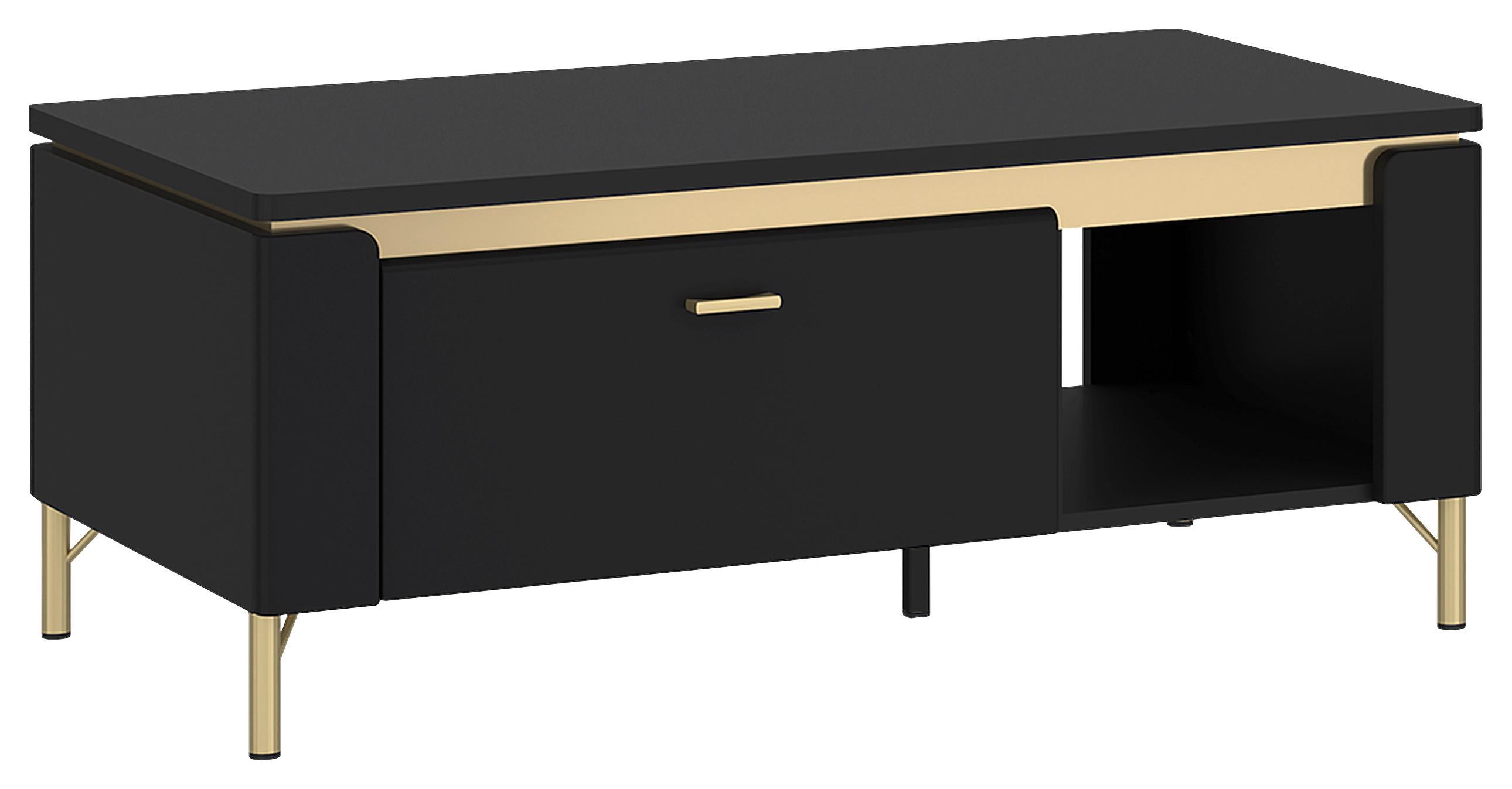 Couchtisch Norica Goldfarben/Schwarz B: 110,4 cm - Goldfarben/Schwarz, Trend, Holzwerkstoff/Metall (110,4/46/65cm)